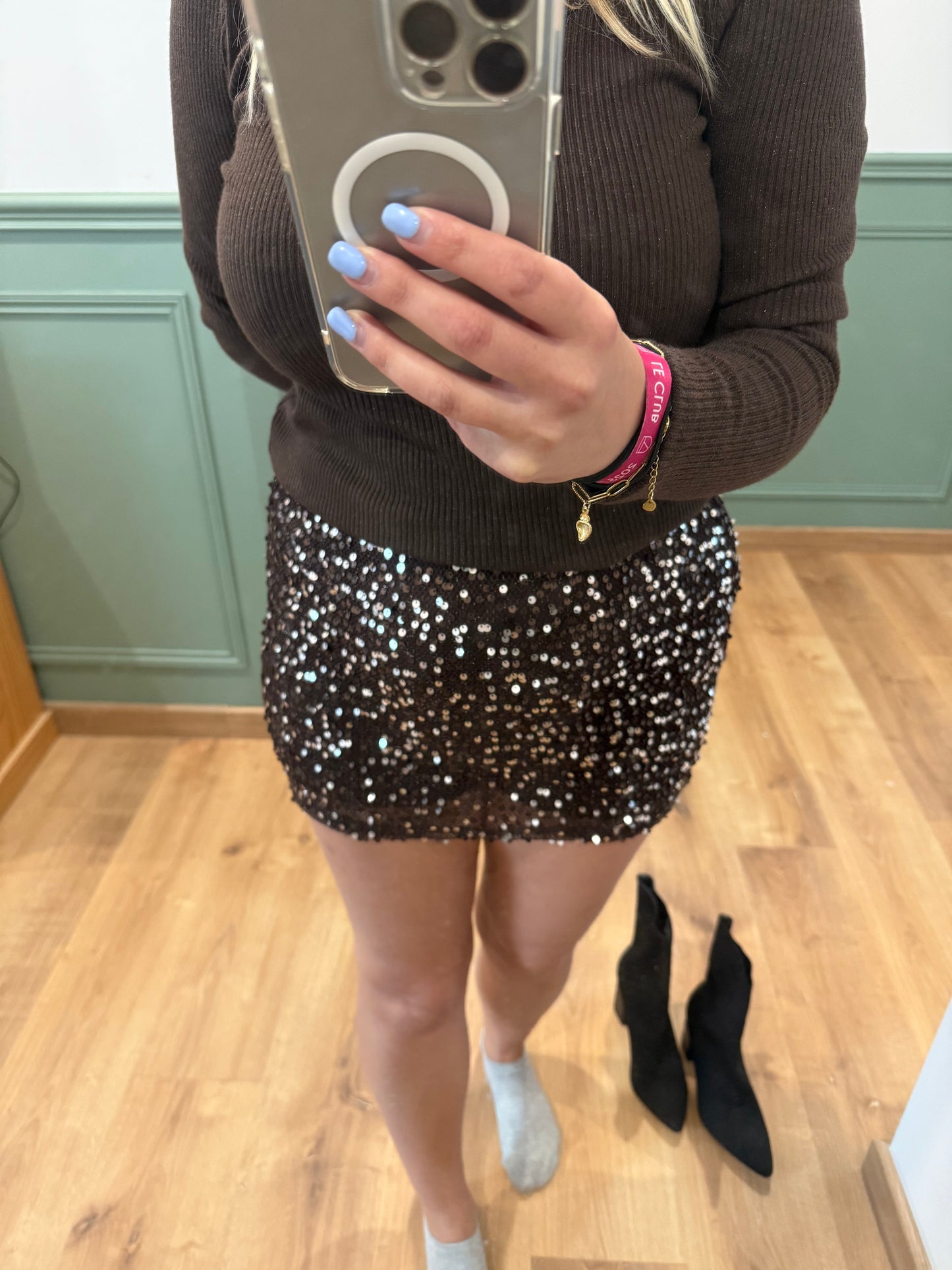 Jupe-Short Sequins Chocolat
